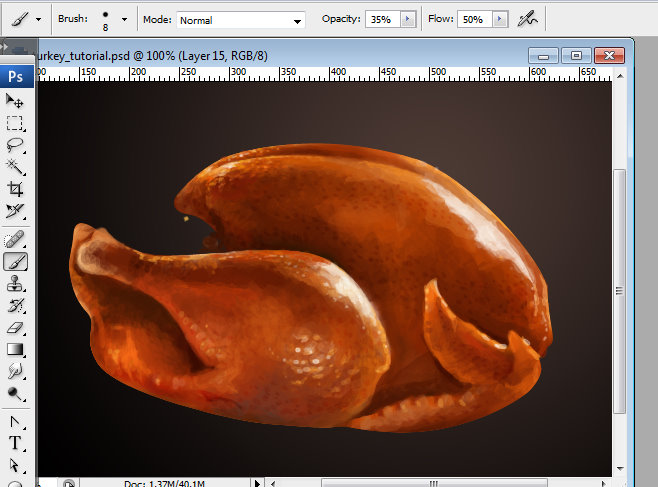 Awesome digital Roasted Thanksgiving turkey illustration in Photoshop